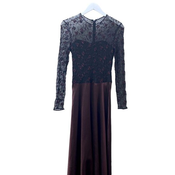 PAMELA DENNIS Couture Silk Evening Gown Sz 10 Formal Long Dress Burgundy Black - Picture 14 of 16